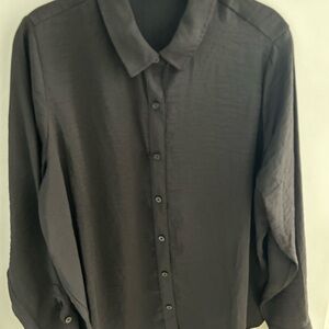 Calvin Klein Black silky long sleeve blouse